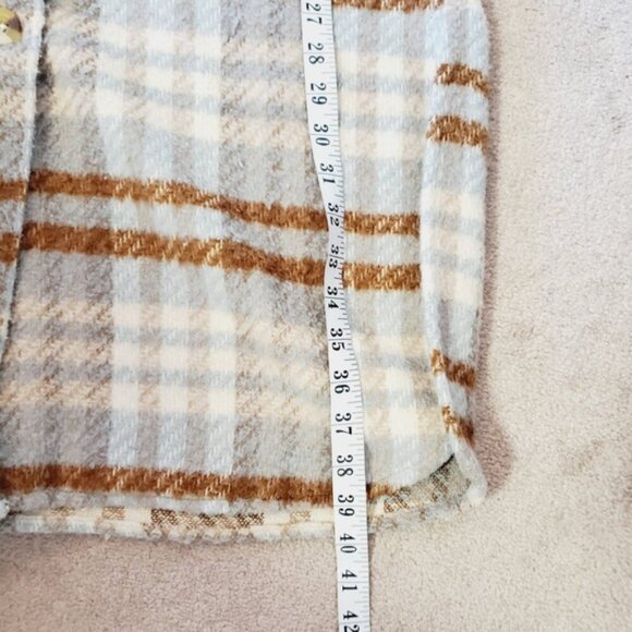 Dip Longline Plaid Fleece Barn Core Grunge Duster Shacket S - Picture 4 of 7